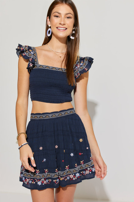 Everly Embroidered Mini Skirt