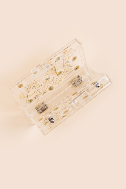 Narissa Dried Floral Resin Clear Clutch