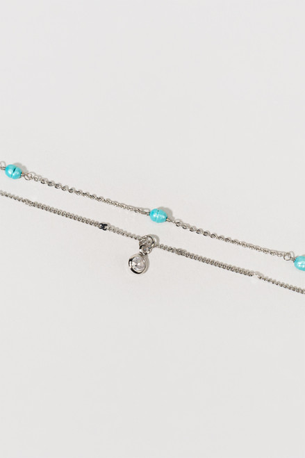 Renada Colored Pearl CZ Drop Anklet