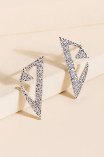 Karla Pavé Crystal Geometric Stud Earrings