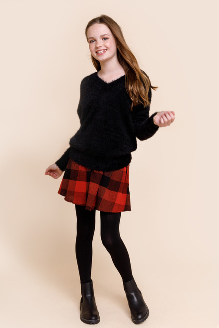 franki Plaid Mini Skirt for Girls in Red