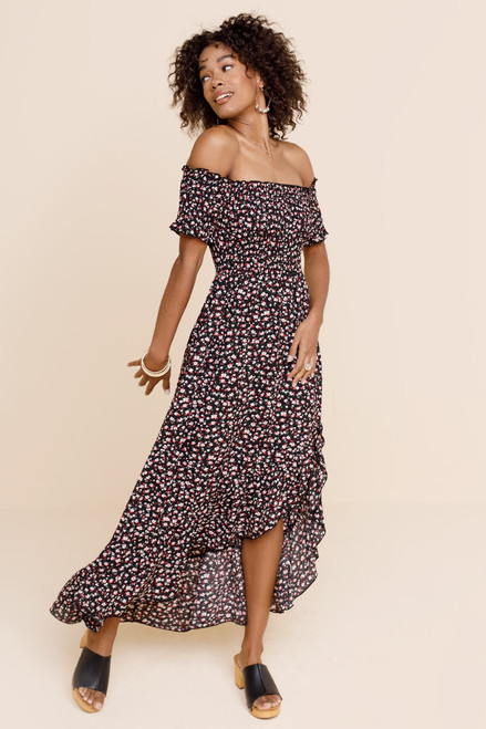 Rickie Ditsy Floral Off The Shoulder Maxi Dress