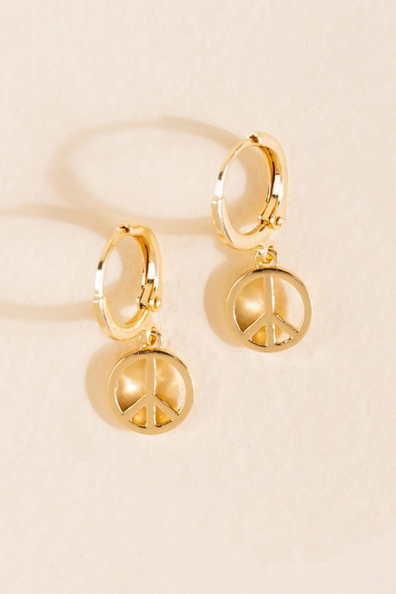 Abby Peace Sign Huggie Hoop Earrings