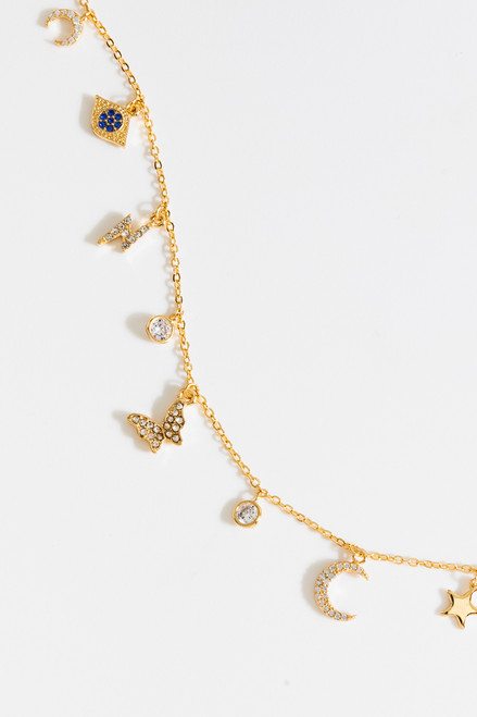 Cassie Pave Butterfly Charm Necklace