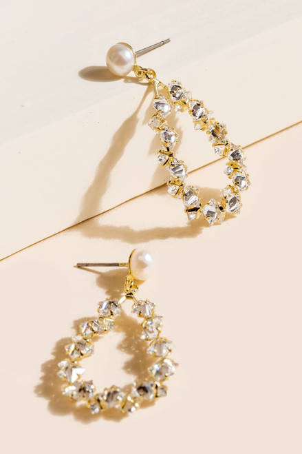 Eleanor Pearl Crystal Drop Earrings