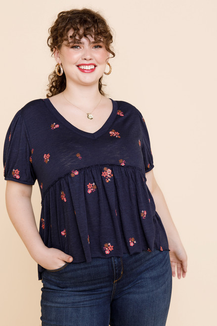 Jane Embroidered Babydoll Top