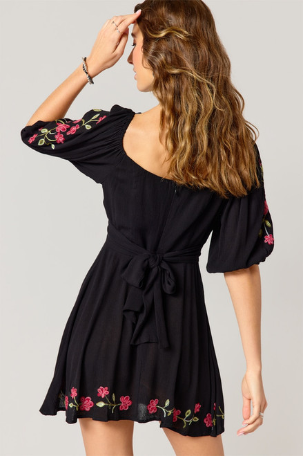 Clara Puff Sleeve Embroidered Mini Dress