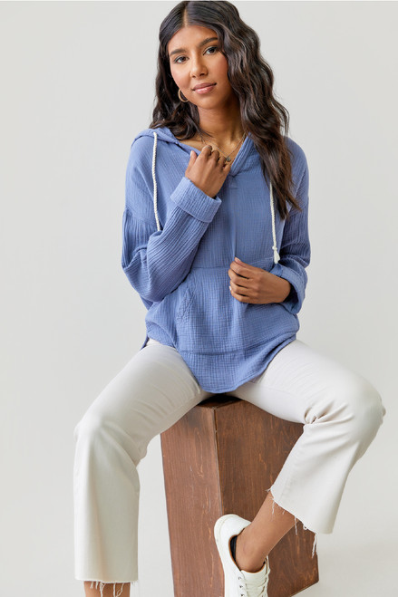 Anelle Gauze Pullover Hoodie