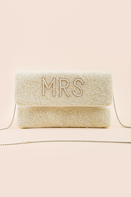 MRS Pearl Beaded Foldover Clutch