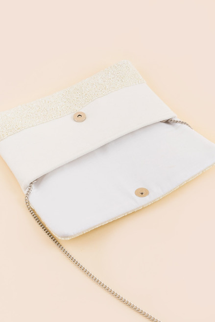 MRS Pearl Beaded Foldover Clutch