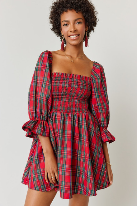 Effie Plaid Mini Dress - francesca's