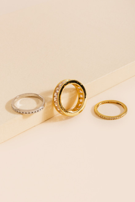 Giselle Baguette Mixed Plating Ring Set
