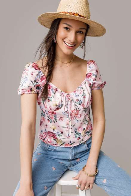 Nessa Floral Front Tie Blouse