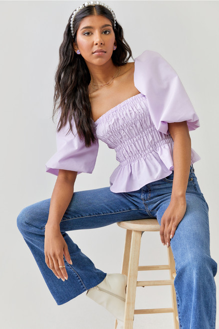 Lanetta Smocked Puff Sleeve Blouse