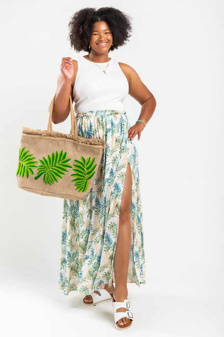 Avelle Palm Leaves Maxi Skirt