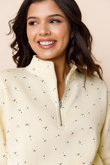 Rae Half Zip Daisy Sweatshirt