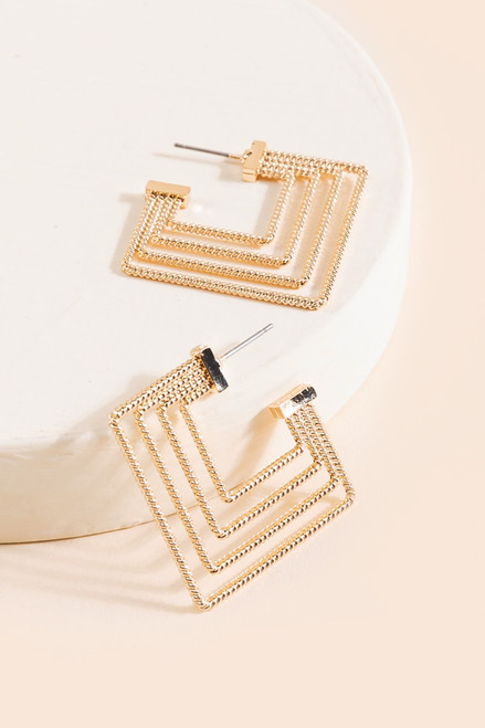 Lina Twisted Square Hoops