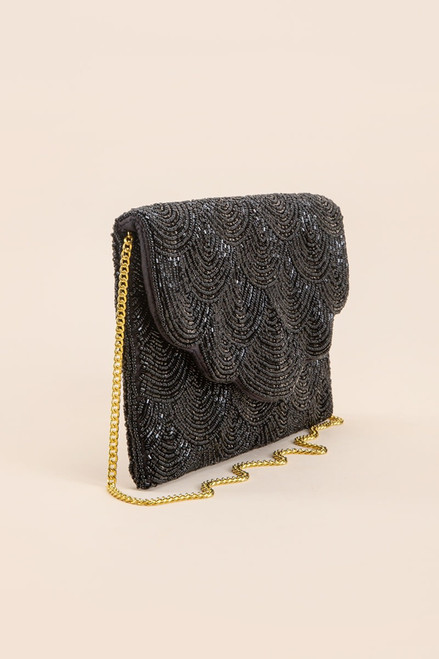 Ava Scalloped Beaded Clutch