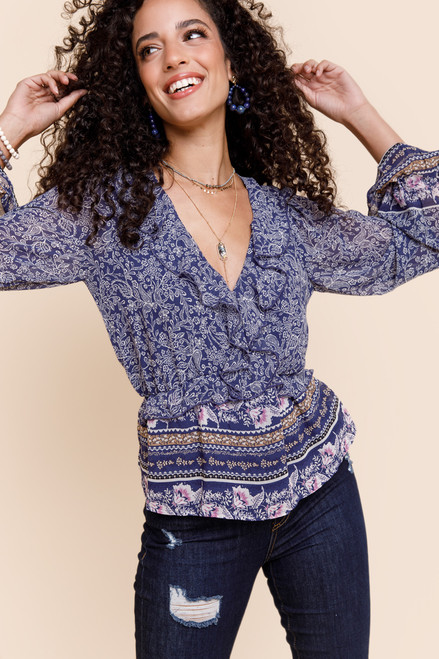 Piper Ruffled Paisley Blouse