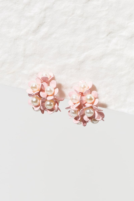 Zoey Flower Pearl Cluster Huggie Hoops