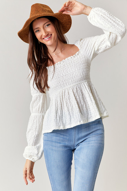 Juliette Long Sleeve Smocked Top