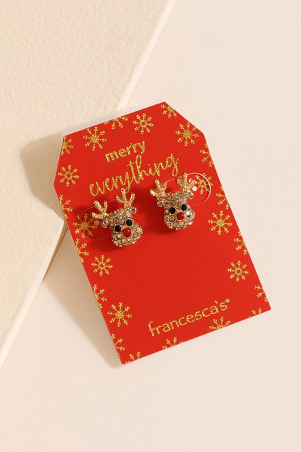 Merry Everything Pavé Reindeer Statement Studs