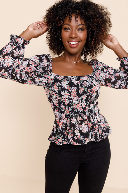 Chrissy Long Sleeve Floral Top