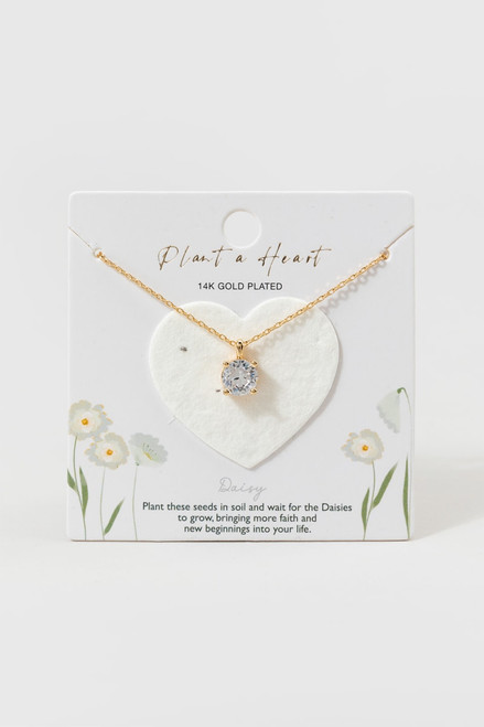 Plant a Heart Daisy 14K Gold Dipped Pendant Necklace
