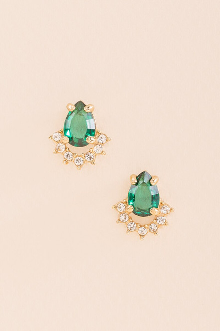 Esmeralda Crystal Teardrop Stud Earrings