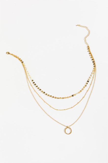 Evelin Circle Pendant Layered Necklace