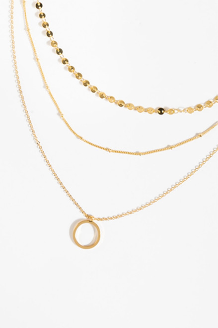 Evelin Circle Pendant Layered Necklace