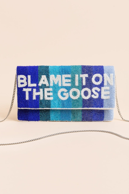 Blame It On The Goose Stripe Beaded Clutch