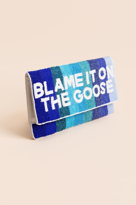 Blame It On The Goose Stripe Beaded Clutch