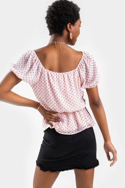 Emily Polka Dot Surplice Blouse