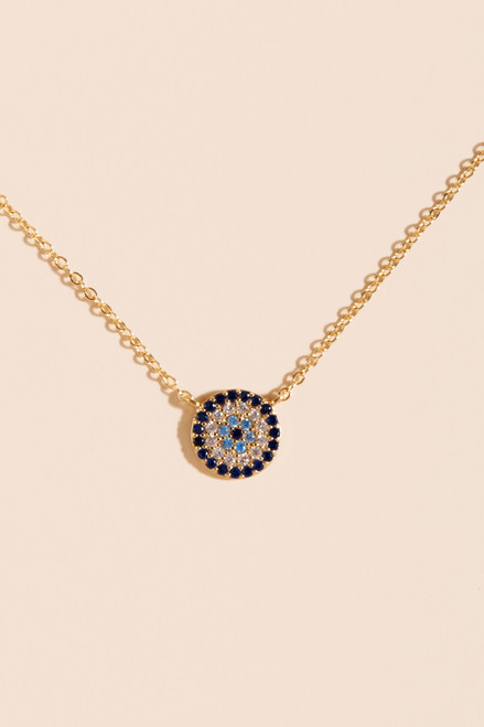 Nora Pavé Crystal Evil Eye Necklace