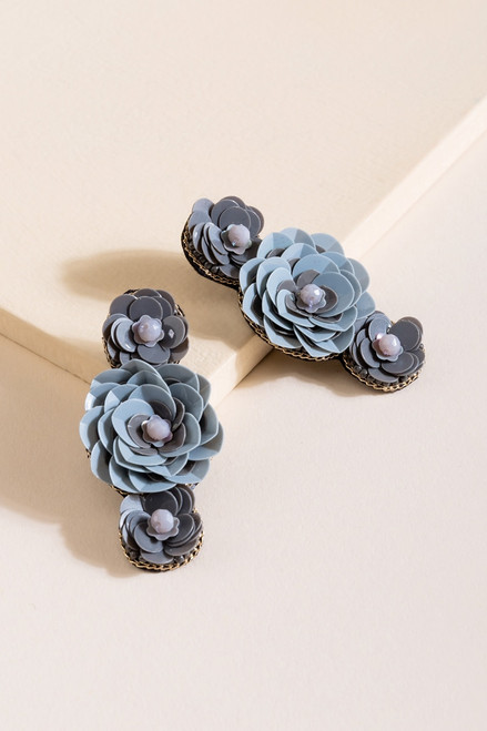 Lila Sequin Flower Drop Earrings