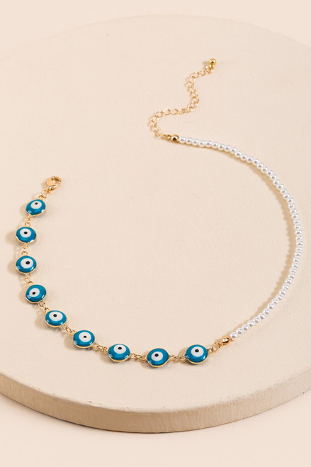 Yolanda Evil Eye Pearl Necklace