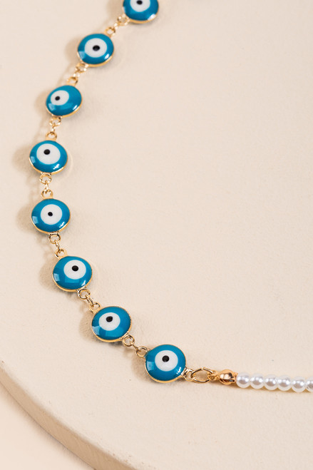 Yolanda Evil Eye Pearl Necklace
