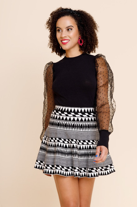 Nina Geometric Pattern Knit Mini Skirt