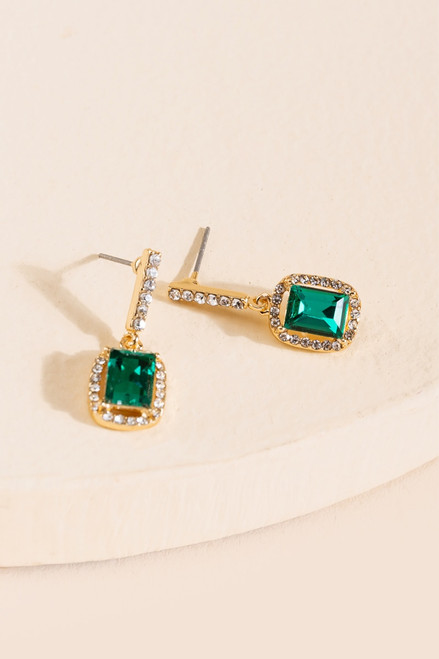 Janice Emerald Bar Drop Earrings