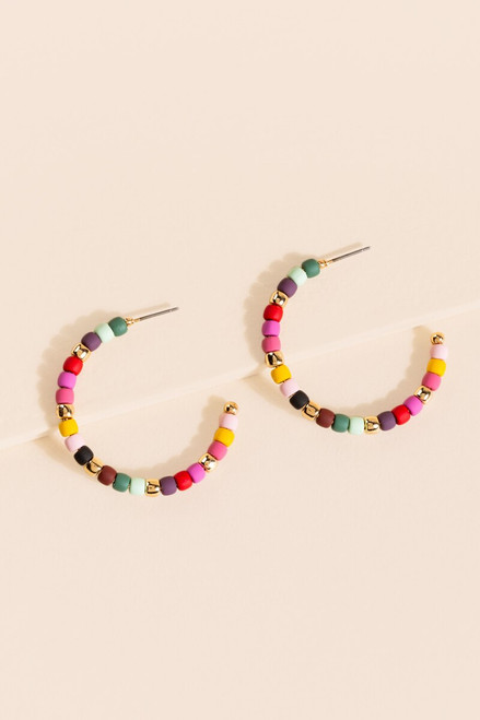 Wanda Beaded Chip Hoop Earrings