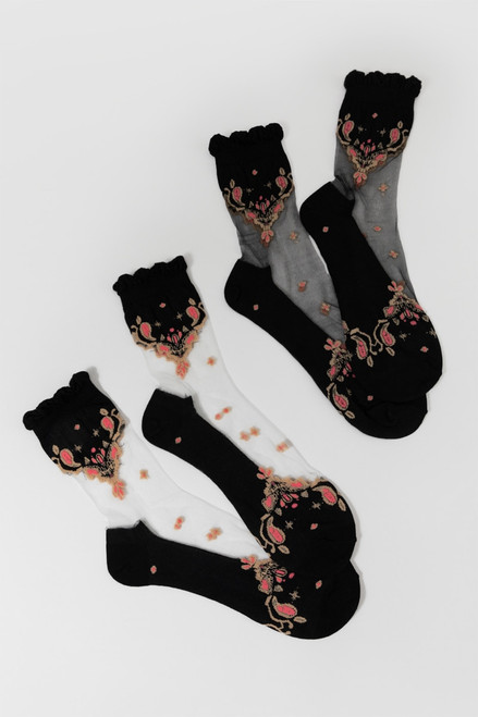 Casey Embroidered Short Crew Sock Set