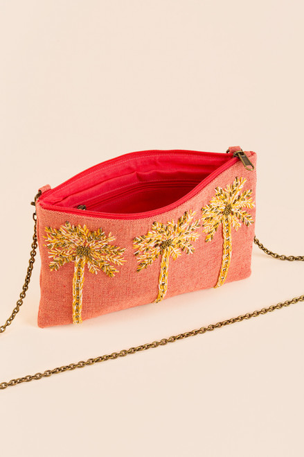 Roise Palm Tree Embroiderd Clutch
