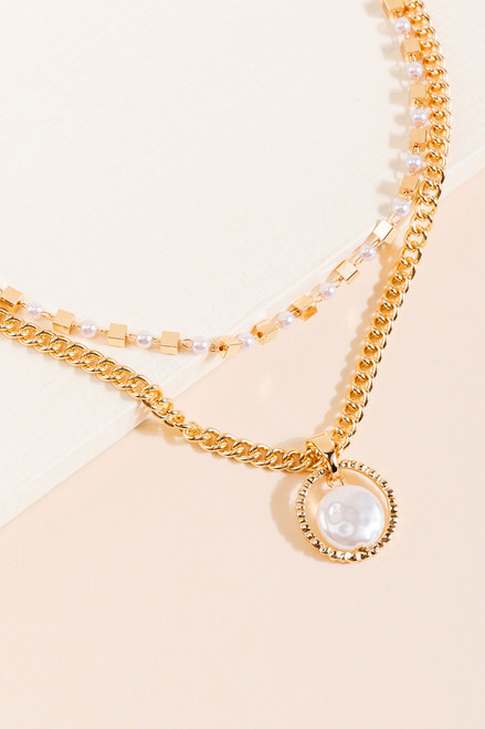 Adisson Layered Pearl Chain Necklace