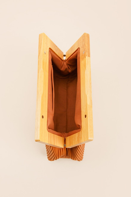 Wendy Pleated Wood Frame Clutch