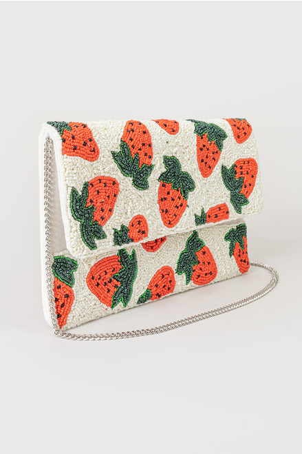 Dawn Starwberry Beaded Clutch