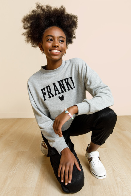 franki Frenchie Collegiate Sweatshirt for Girls Heather Gray