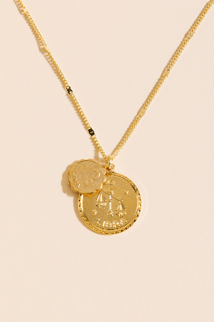 Libra Double Coin Pendant Necklace