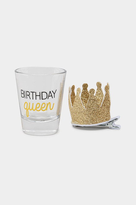 Birthday Queen Shot Glass & Crown Clip