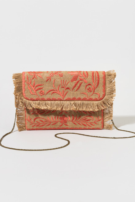 Sybil Fringe Embroiderd Floral Clutch